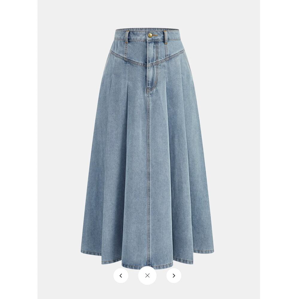 NWT Commense Denim Crop Vest & Pleated Midi Skirt Set Sz M - Picture 4 of 7